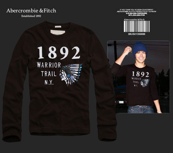 Abercrombie Fitch Hombres De Cuello Redondo Con Gente Fotos Largo Remera AF6060